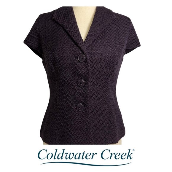 Coldwater Creek Short Sleeve Pebbled Fully Lined Jacket Plus Size 14 Deep Purple - Picture 1 of 6